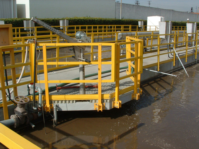 Fiber Glass Reinforced Plastic Corrosion Resistant Railing and Molded Grating in Wastewater Treatment Facility